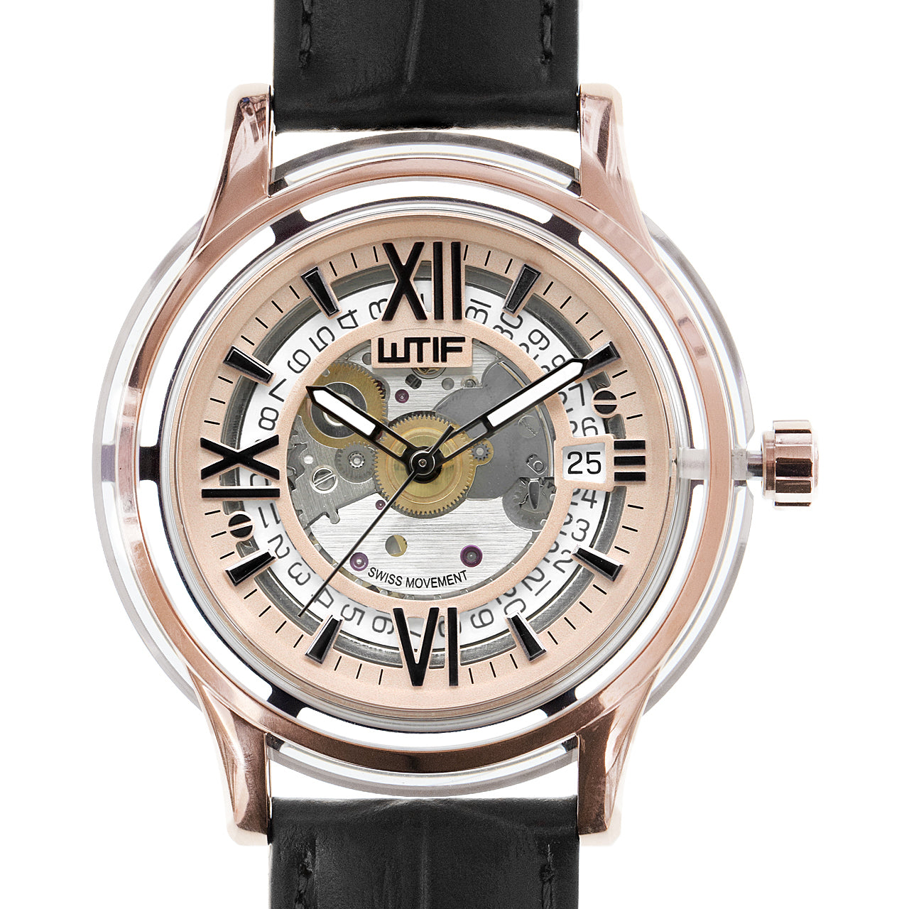 Sapphire Crystal Case Watch Rose Gold / Black (48% OFF)