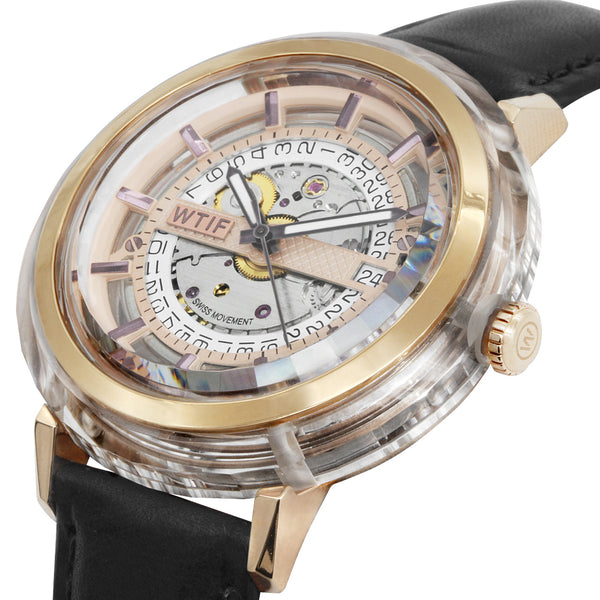 Sapphire Crystal Case Watch Rose Gold / Black